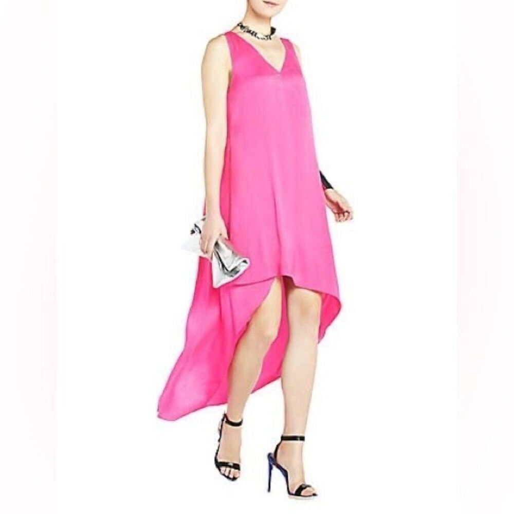 BCBG Hi-Low Avery Dress Neon Pink XXS